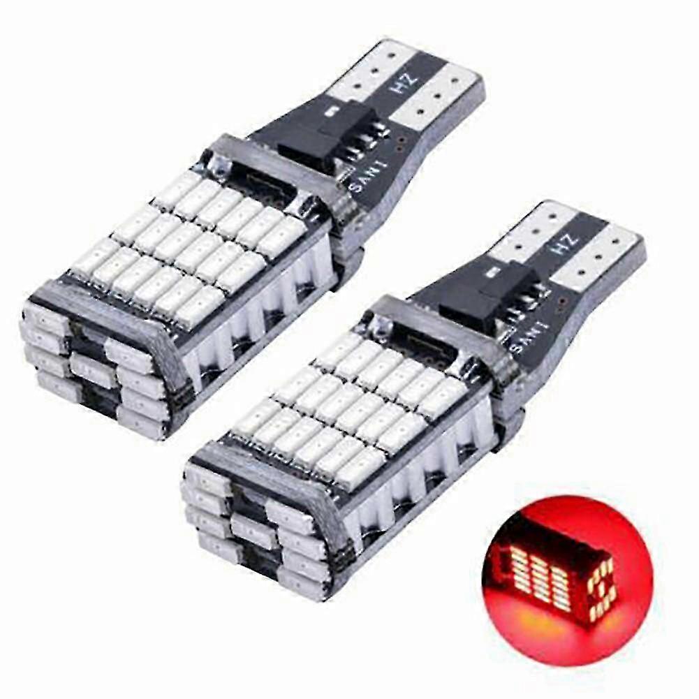 2pcs 6000K Red 45 SMD 4014 Error Free LED T15 W16W Car Reverse Back Light Bulb Suitable for Certain Vehicle Brands