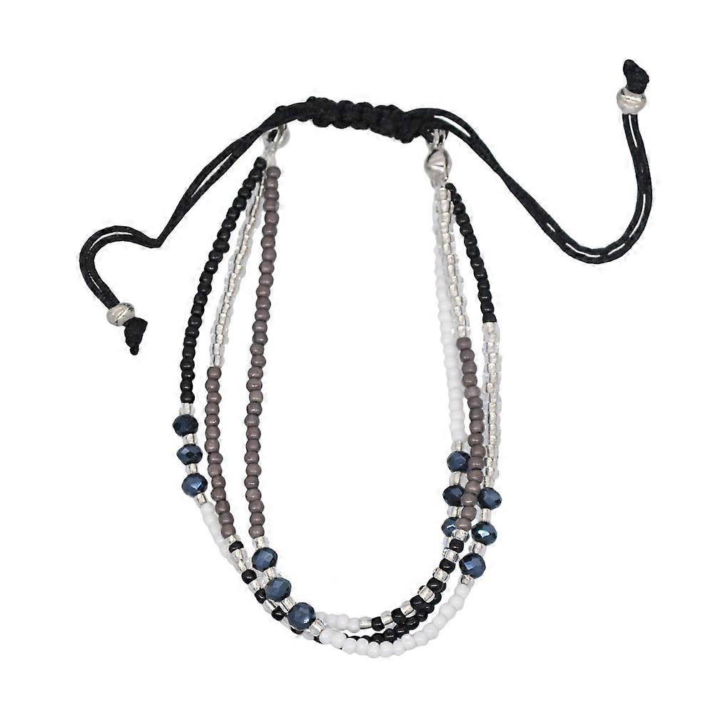 Colored Wristband Multi-Layers Bracelet Knitted Rope Ethnic Style Wrist Strap Daily Use Black 4Pcs