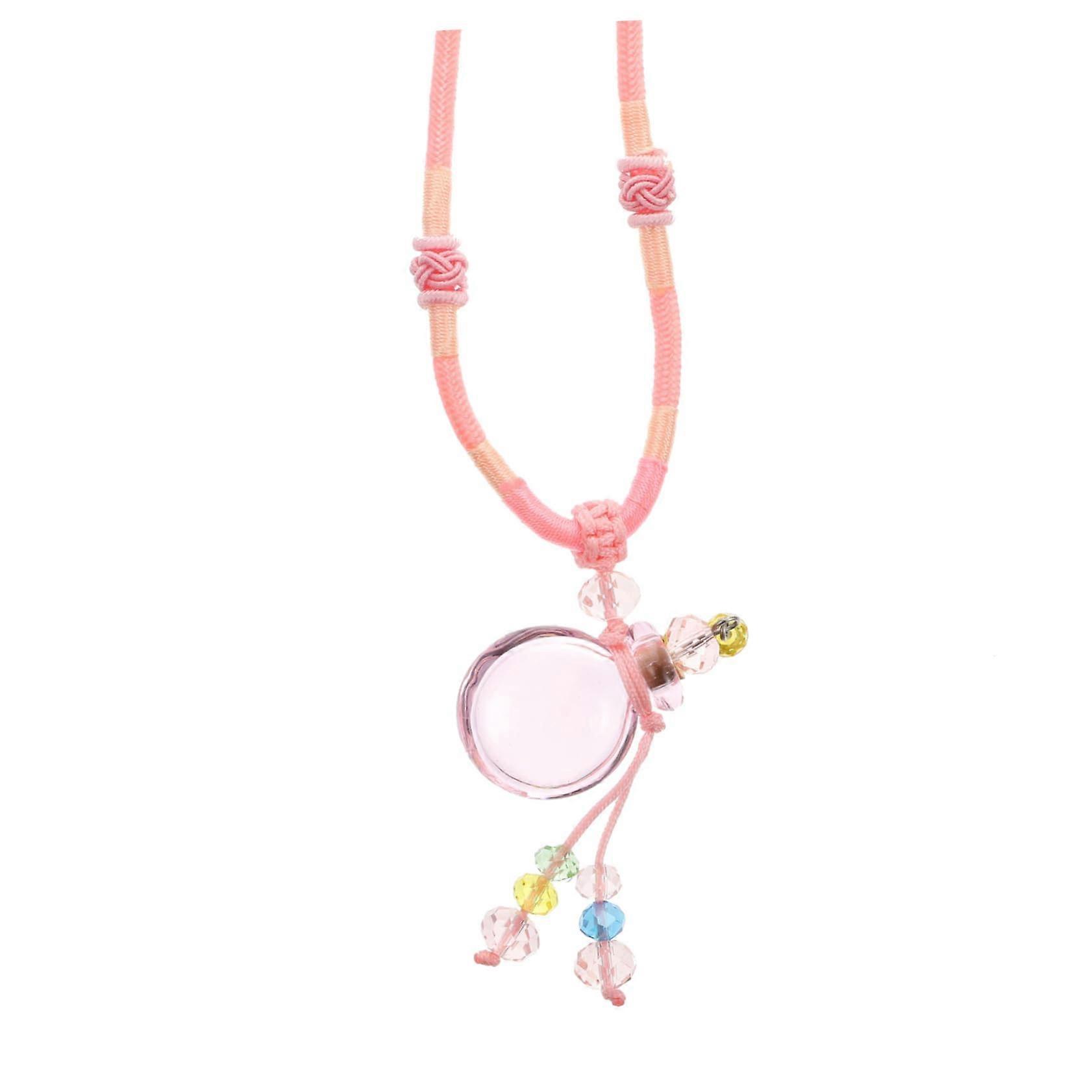 Aromatherapy Pendant Necklace With Glass Bottle - White And Pink, Diffuser Necklace, Reusable Essential Oil Diffuser