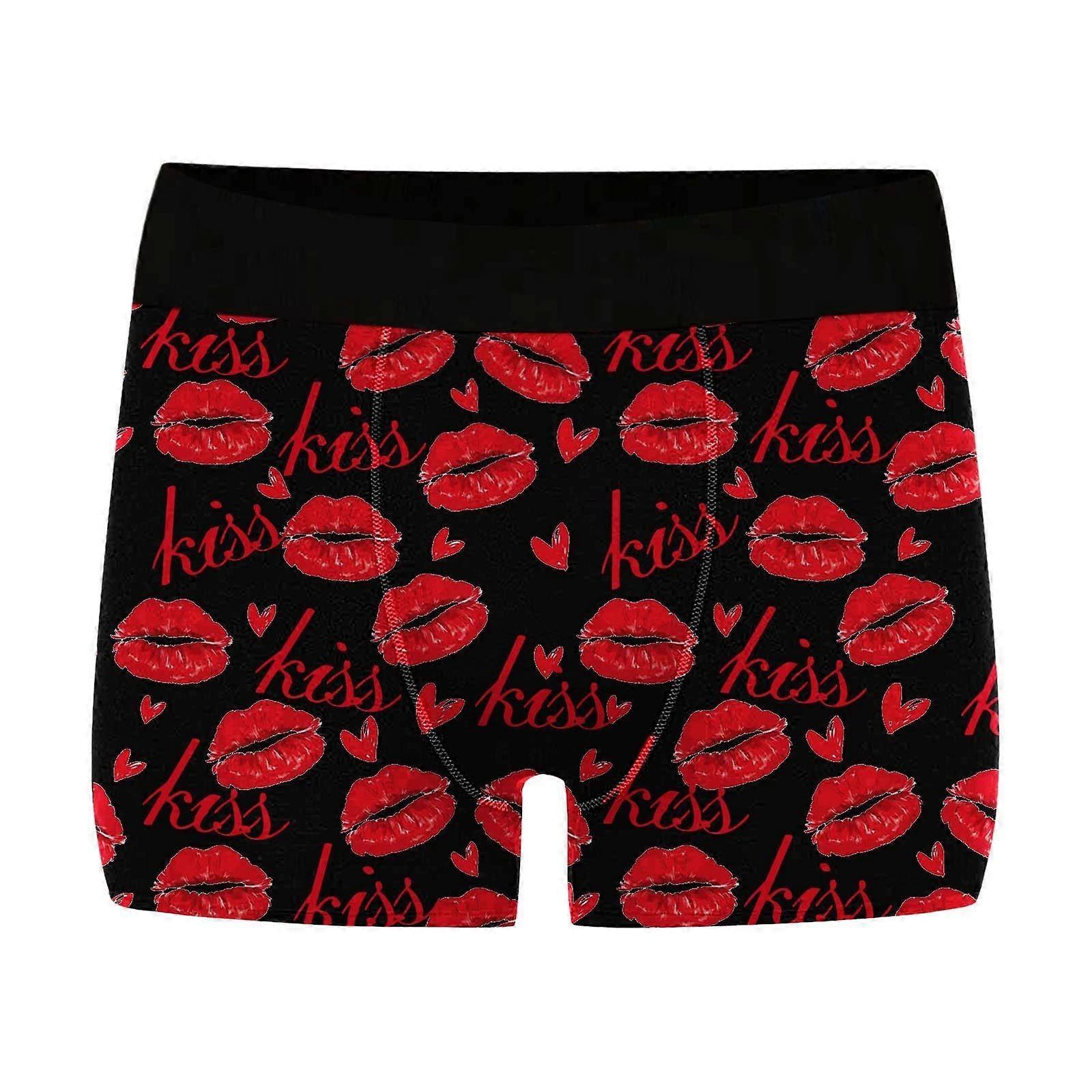 Men's Underpants Funny Valentine's Day Motif Boxer Shorts Comfortable Underwear Lingerie Sexy Underpants Custom Boxer Shorts A58red L