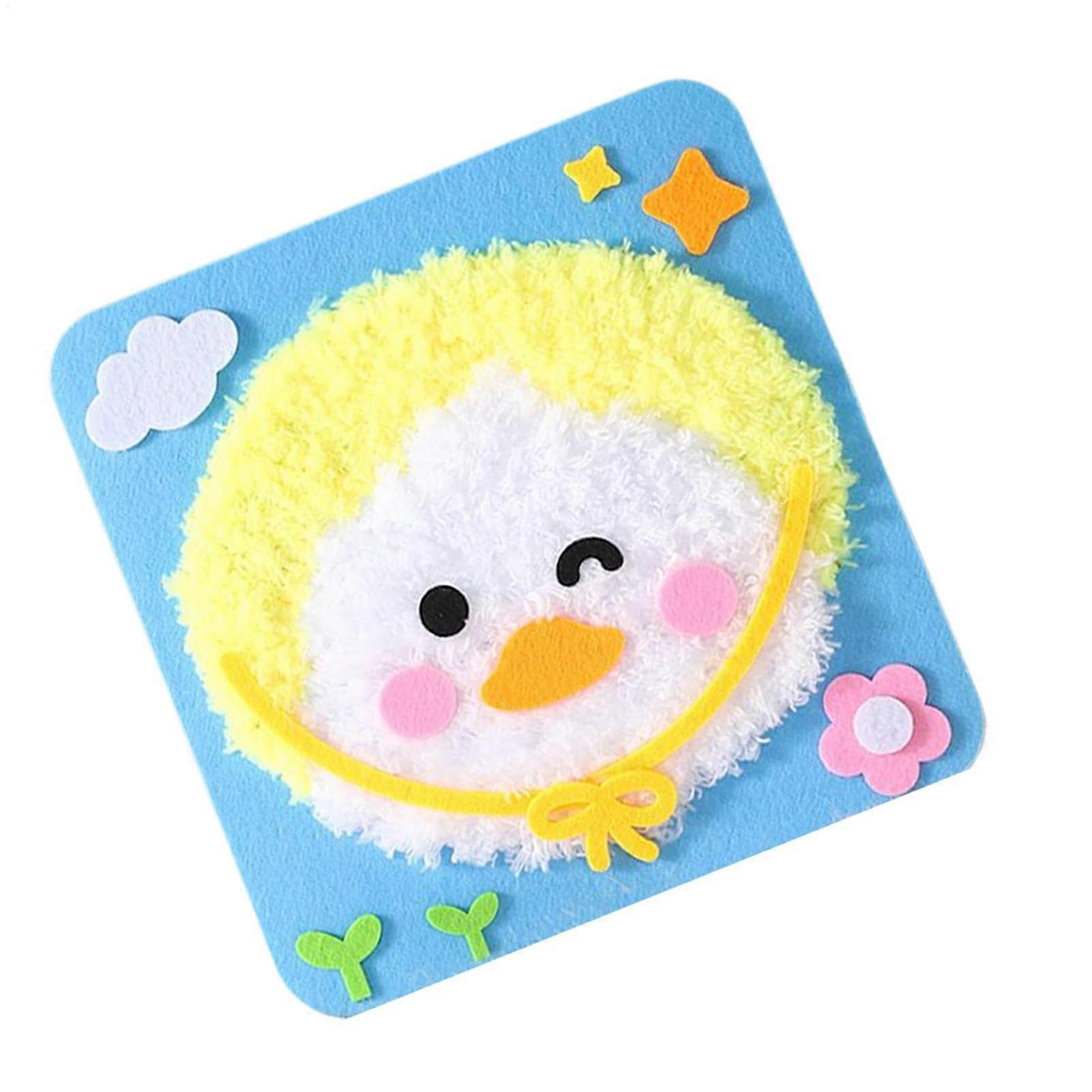 Cartoon Animal Sewing Craft Kit for Kids, Safe Embroidery Set with Punch Needle, Educational Nähwerkskit for Girls