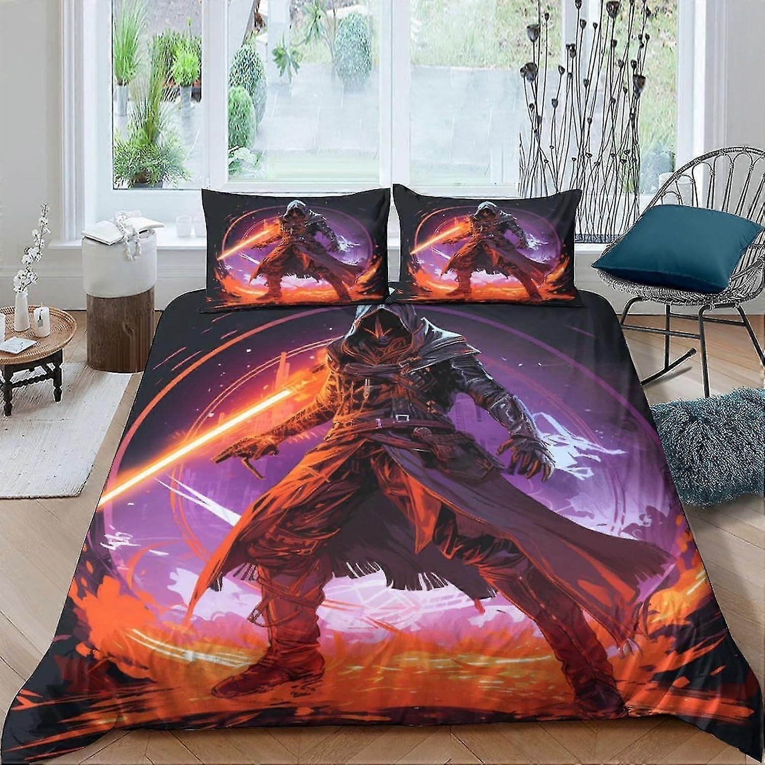 Conjunto de capa de edredom de personagem de desenho animado de 3 peças para meninos e meninas, capa de colcha 3D capa de colcha dupla