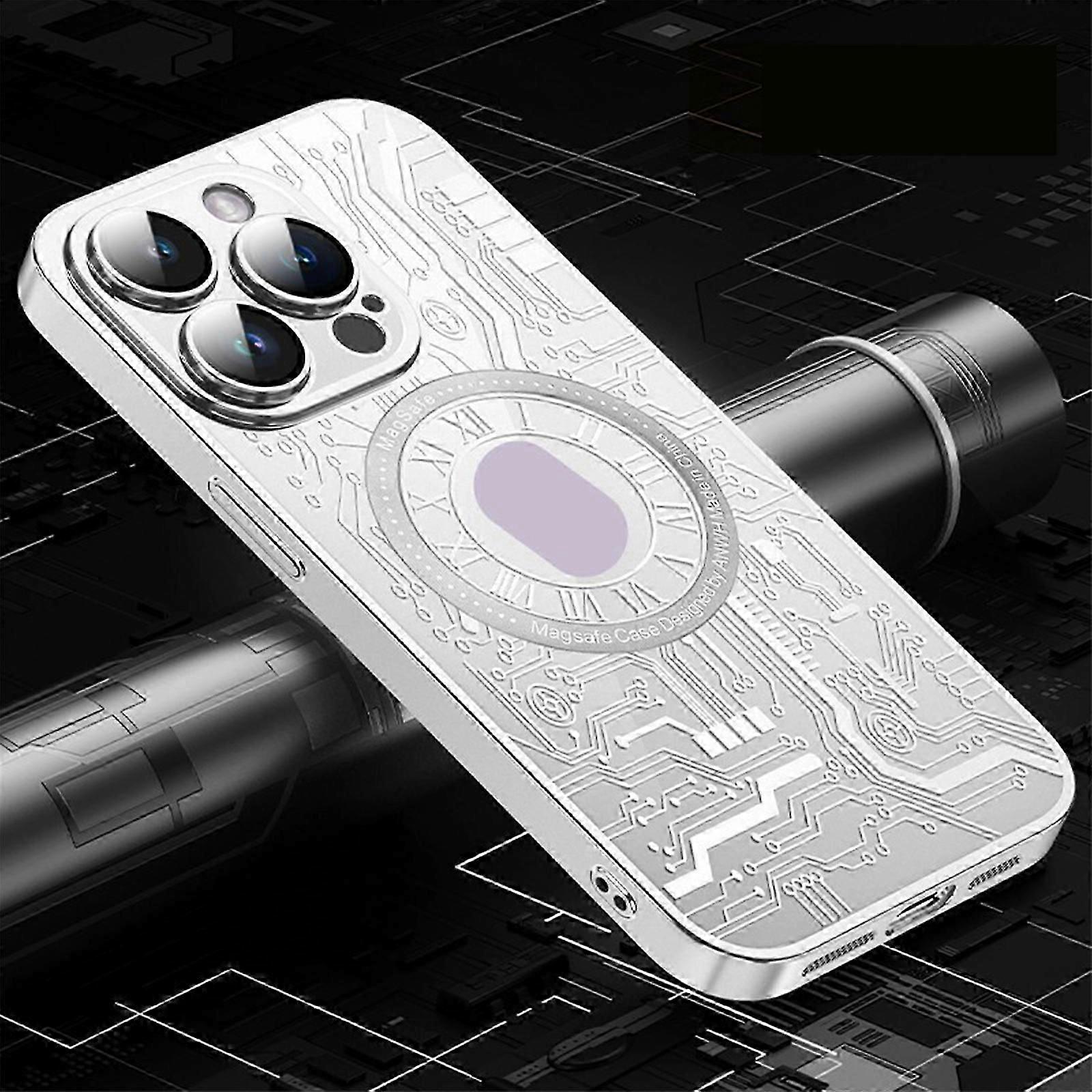 for iPhone 15 Pro Max/15 Ultra Magnetic Case Compatible with MagSafe, Circuit Mechanical Gear Pattern Thin Cool Case 15 Pro Max/15 Ultra