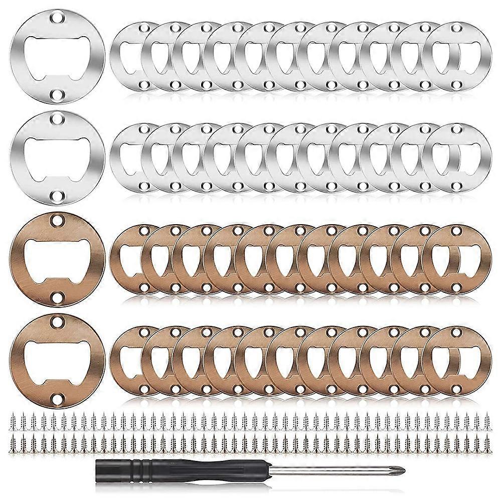40Sets Beer Bottle Opener Inserts Kits Round DIY Bottle Opener Hardware Kit with Screws Screwdriver For Bottle Opener