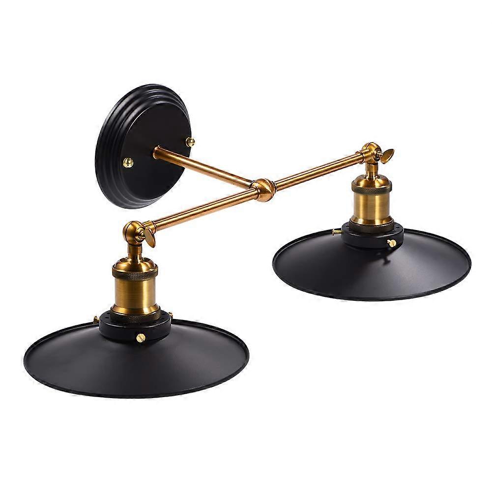 Vintage Industrial E27 Wall Lights with Lampshade, Single or Double Head for Home and Hotel Decor, Rustic Style