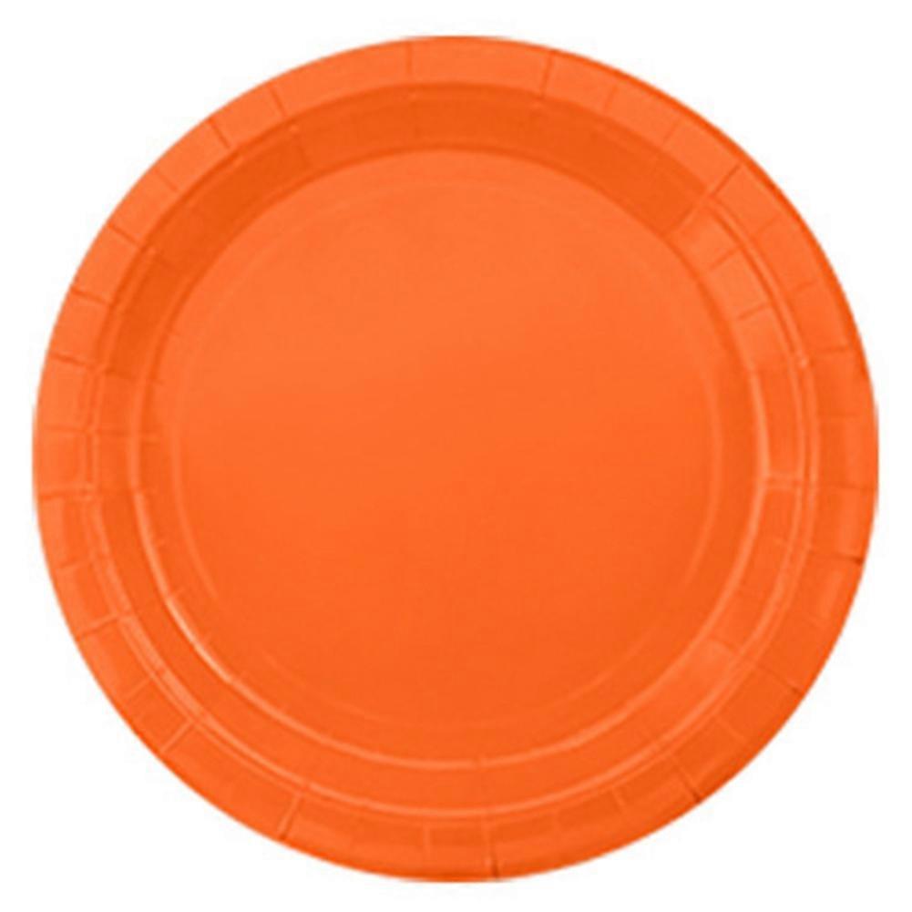 Paper Plate Macarons Pure Color Series Fruit Cake Picnic Dessert 9-Inch Plate Bright Orange