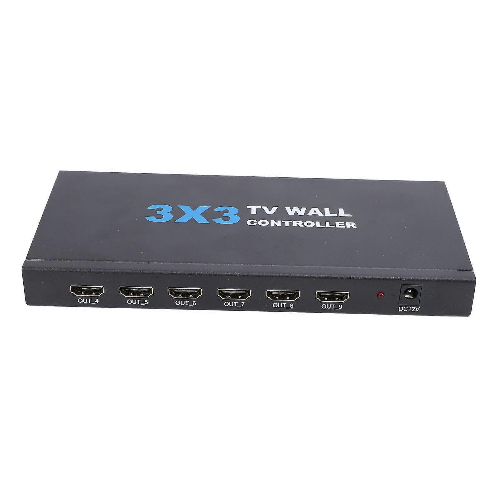 3x3 4K Video Wall Controller, 16 Modes, 180° Rotation, Black
