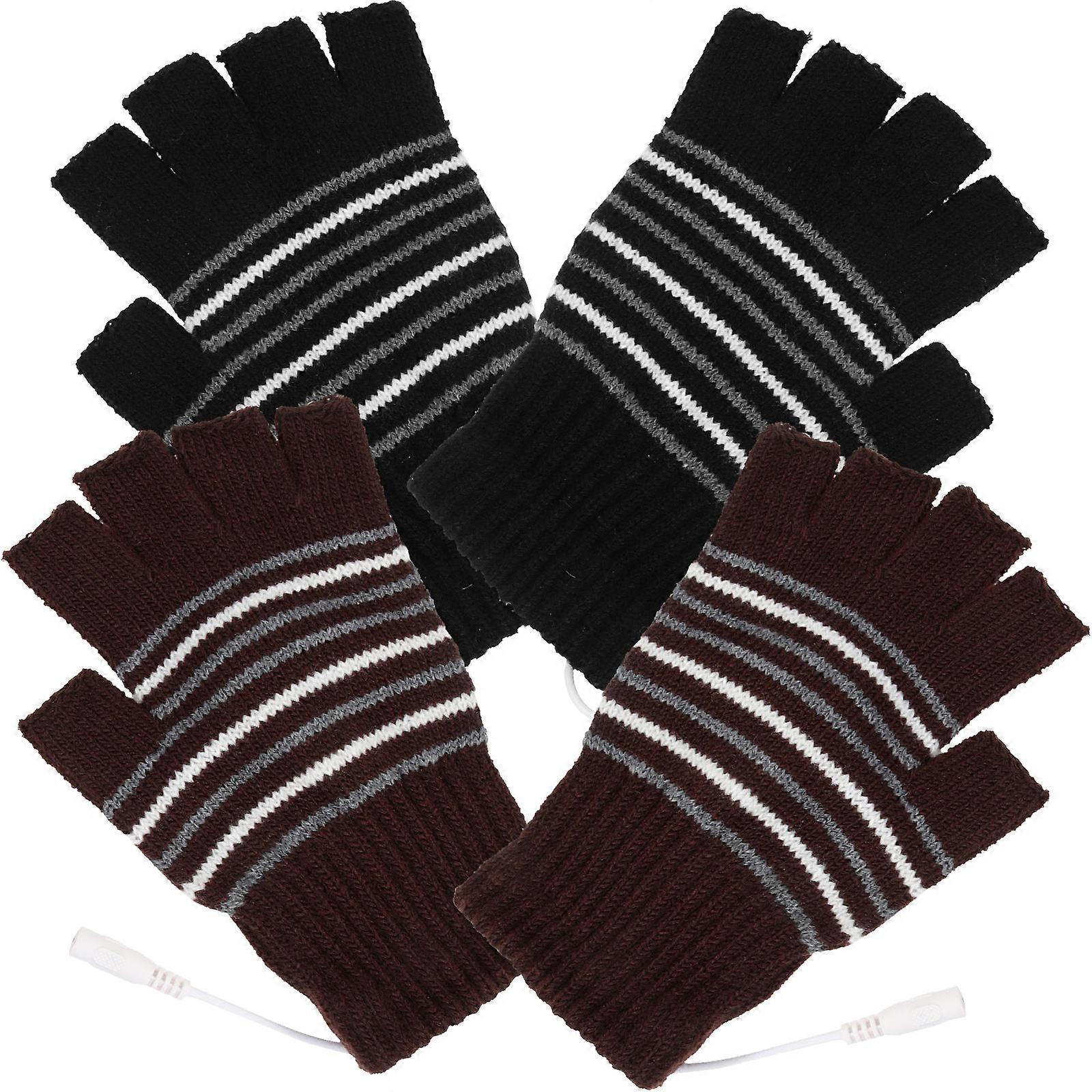 Heated Mitts Usb Charging Winter present Half-fingered Style 2Pairs