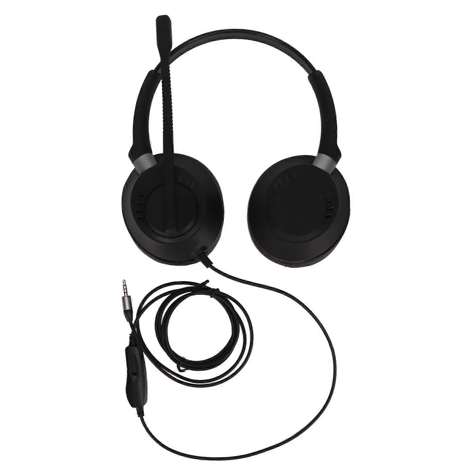 Binaural Customer Service ENC Noise Reduction 3.5mm Communication Headset with HD Mic for PCs