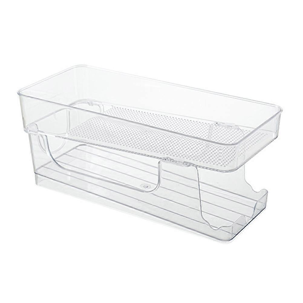 Beverage Organizer For Fridge Fridge Organizer Kitchen Use 35.7X16X15.2CM Transparent Viewing Double-Layered 1Pack