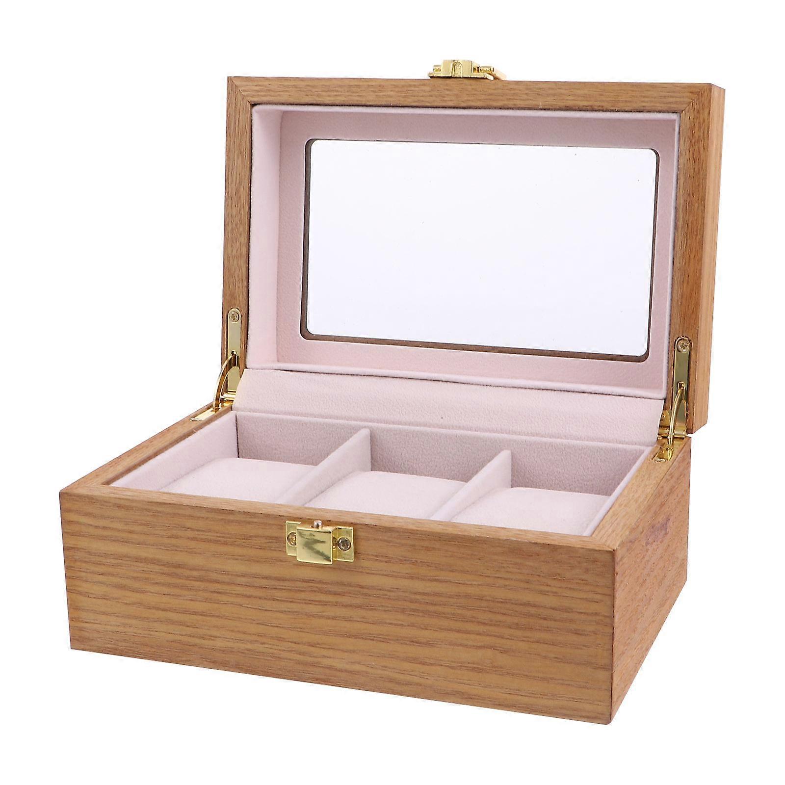 Watch Box Display Case Smooth to Touch Fine Cutting Rectangular Shape Wooden Material for Watches 16.5x11cm 1Pcs