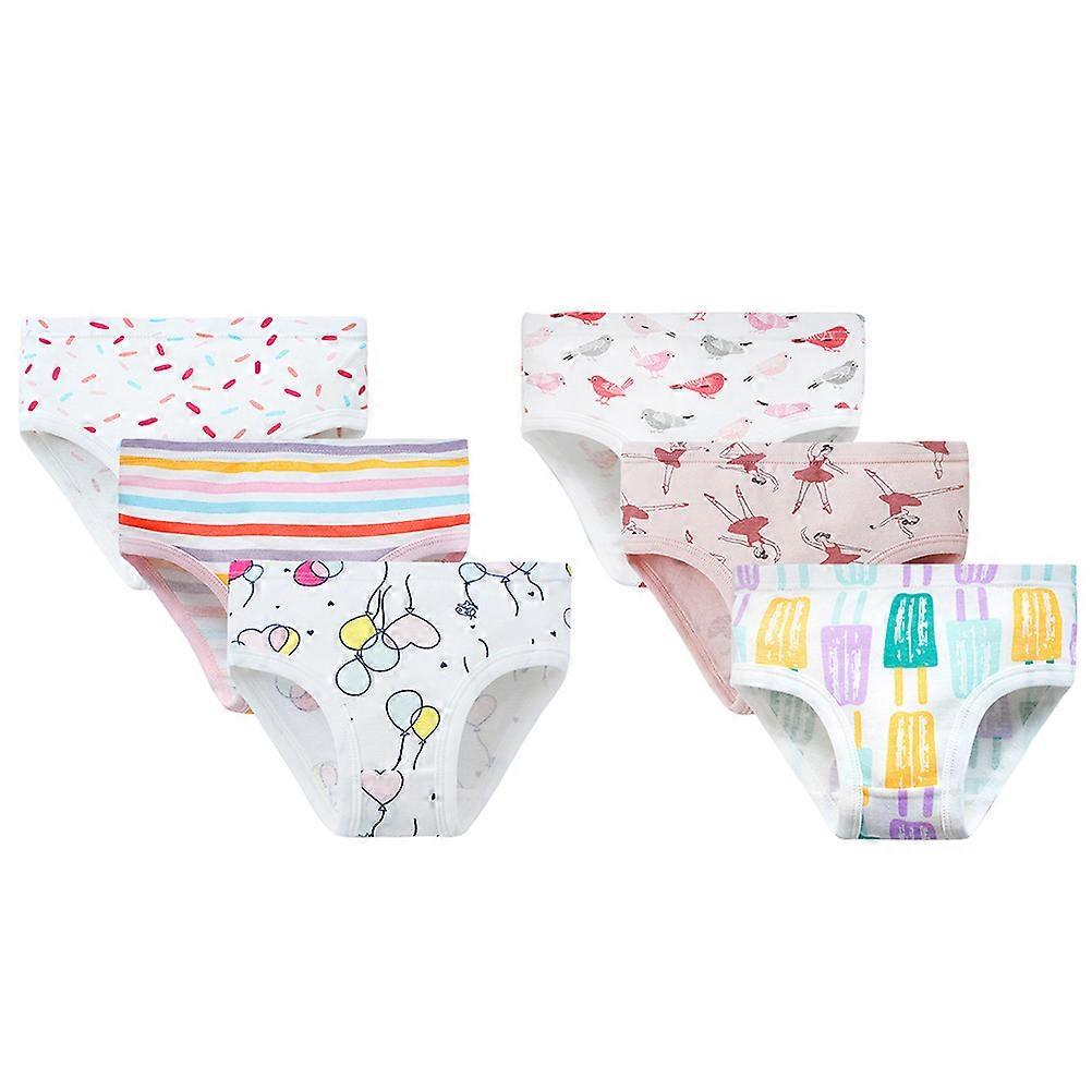 Girls Balloon Underpants Comfortable Cotton Briefs Daily Wear Little Girls Triangle Pants Assorted Color 6Pcs