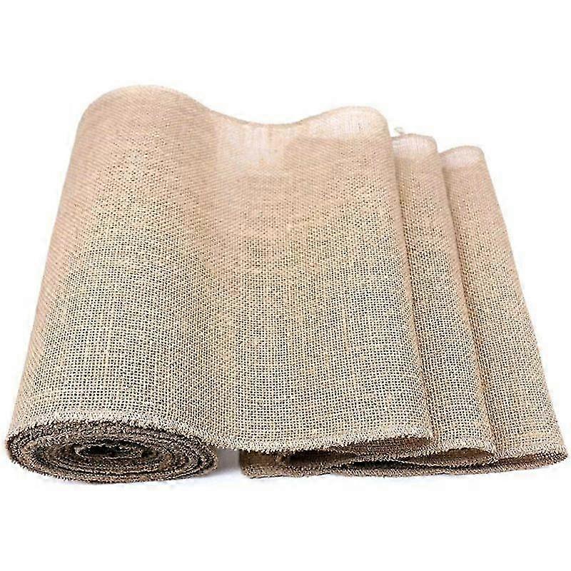 Natural Linen Fabric Jute Table Runner - Rustic Rectangle Tablecloth for Dining Room Decor & Elegant Table Settings