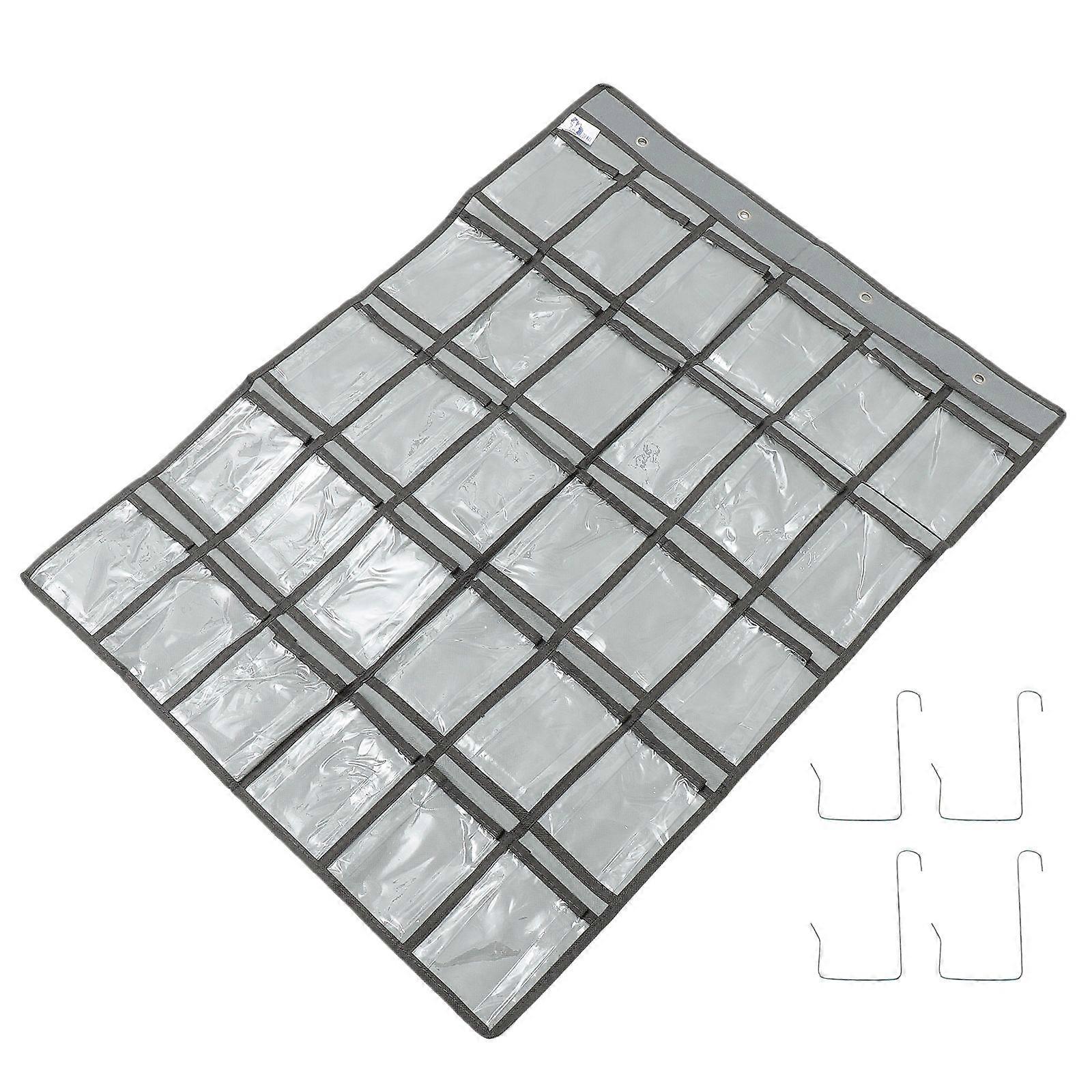 Wall Hanging Storage Bag with Door Organizer Compartments for Shoes, Keys & Sundries – Grey Non Woven Bag with Hooks for Small Spaces & Apartments