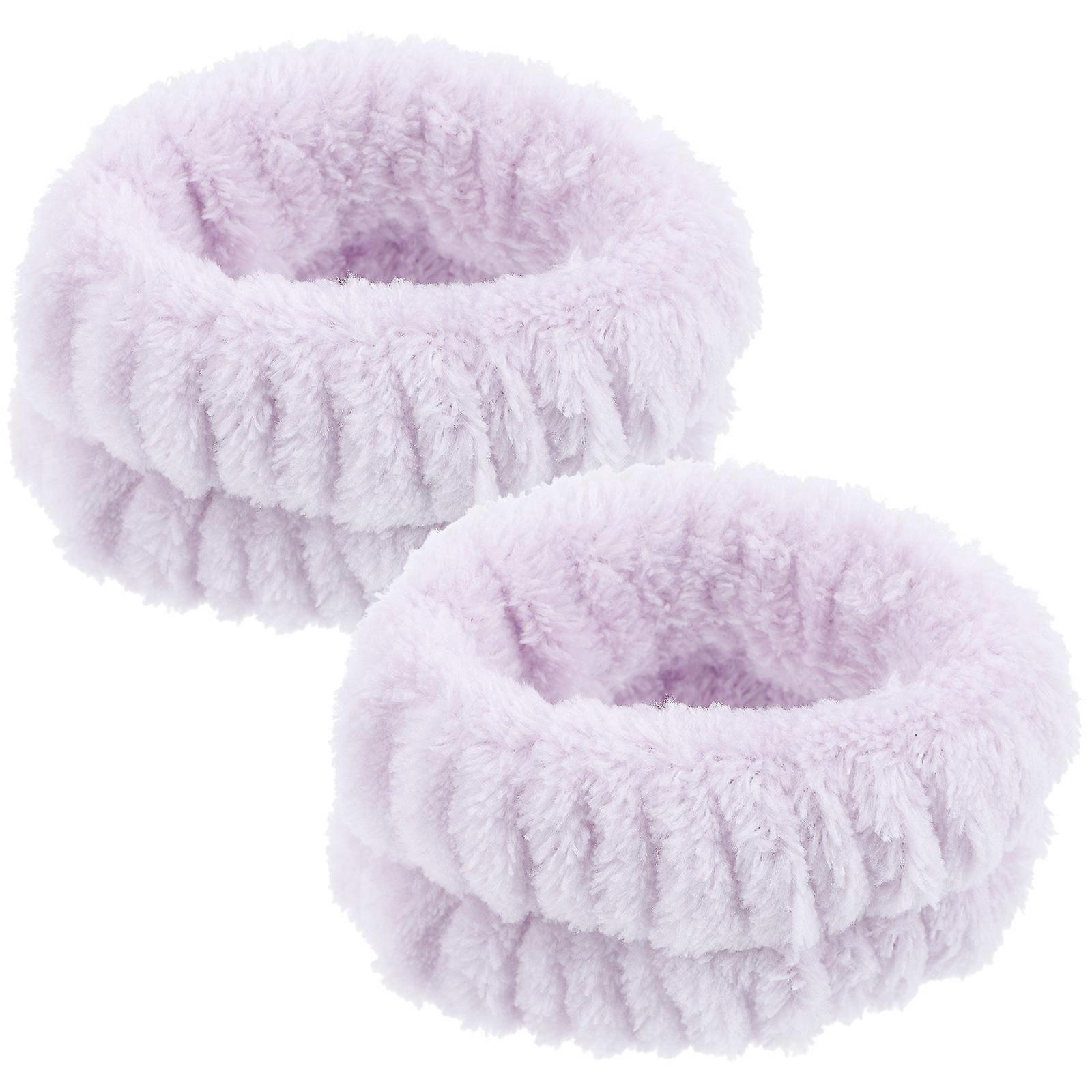 Face Wash Accessories Flannel Wristbands Hair Tie Prevent Water Splatter Solid Color Design 2Pcs