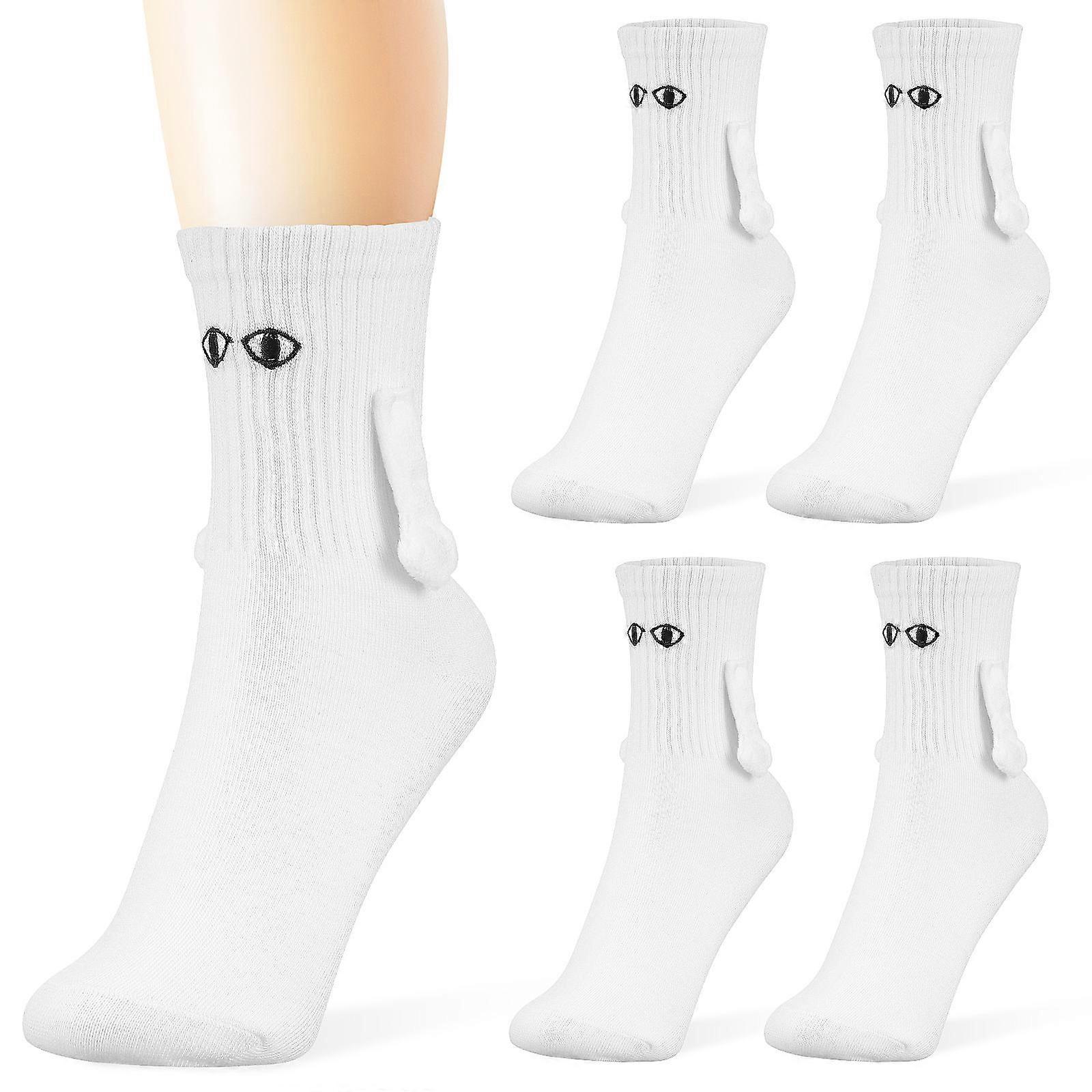 White Holding Hands Socks with Magnetic Design for Decoration Unisex Couple Socks Soft