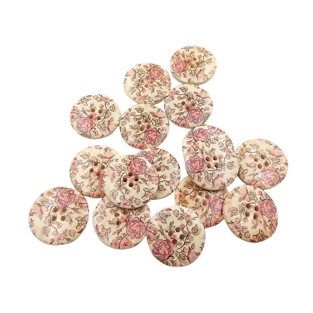 Colorful Patterns Wooden Buttons 30MM DIY Projects Perfect For Crafters 30Pcs Decorative Accessories