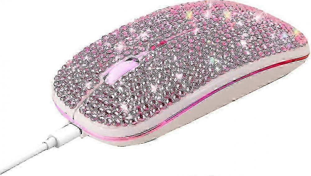 2025 ماوس لاسلكي بلوتوث جديد مبهر قابل لإعادة الشحن 2.4 جيجا هرتز + 5.2 ماوس لاسلكي بلوتوث مغطى بحجر الراين الماسي الكريستالي ، بإضاءة خلفية RGB ، فكرة هدية رائعة لها (