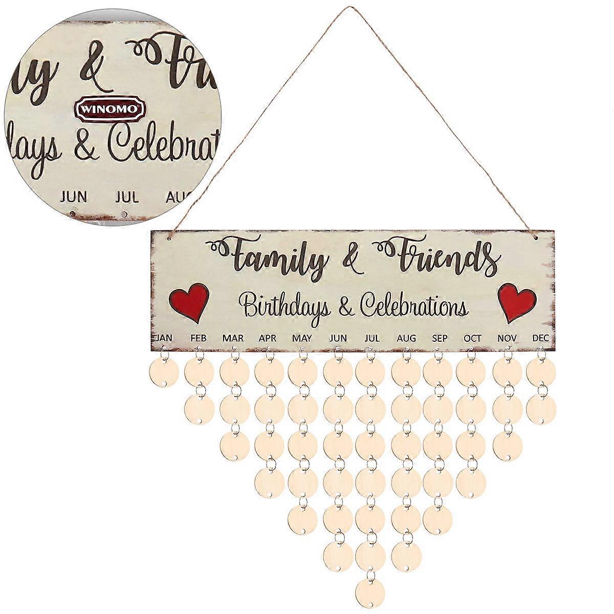 יום נישואין תליית קיר עץ DIY לוח שנה תליית לוח פסטיבלים גשש יום הולדת דקורטיבי 40 x 12 x 0.5 ס"מ 1 לוח