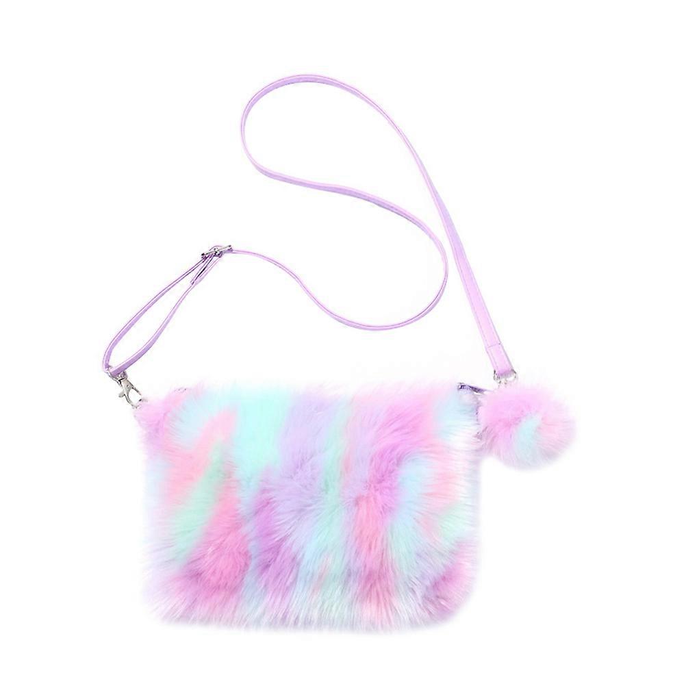 Plush Tie Dye Shoulder Bag for Women – Rainbow Design Crossbody Pouch with Soft Skin Friendly Material for Daily Essentials