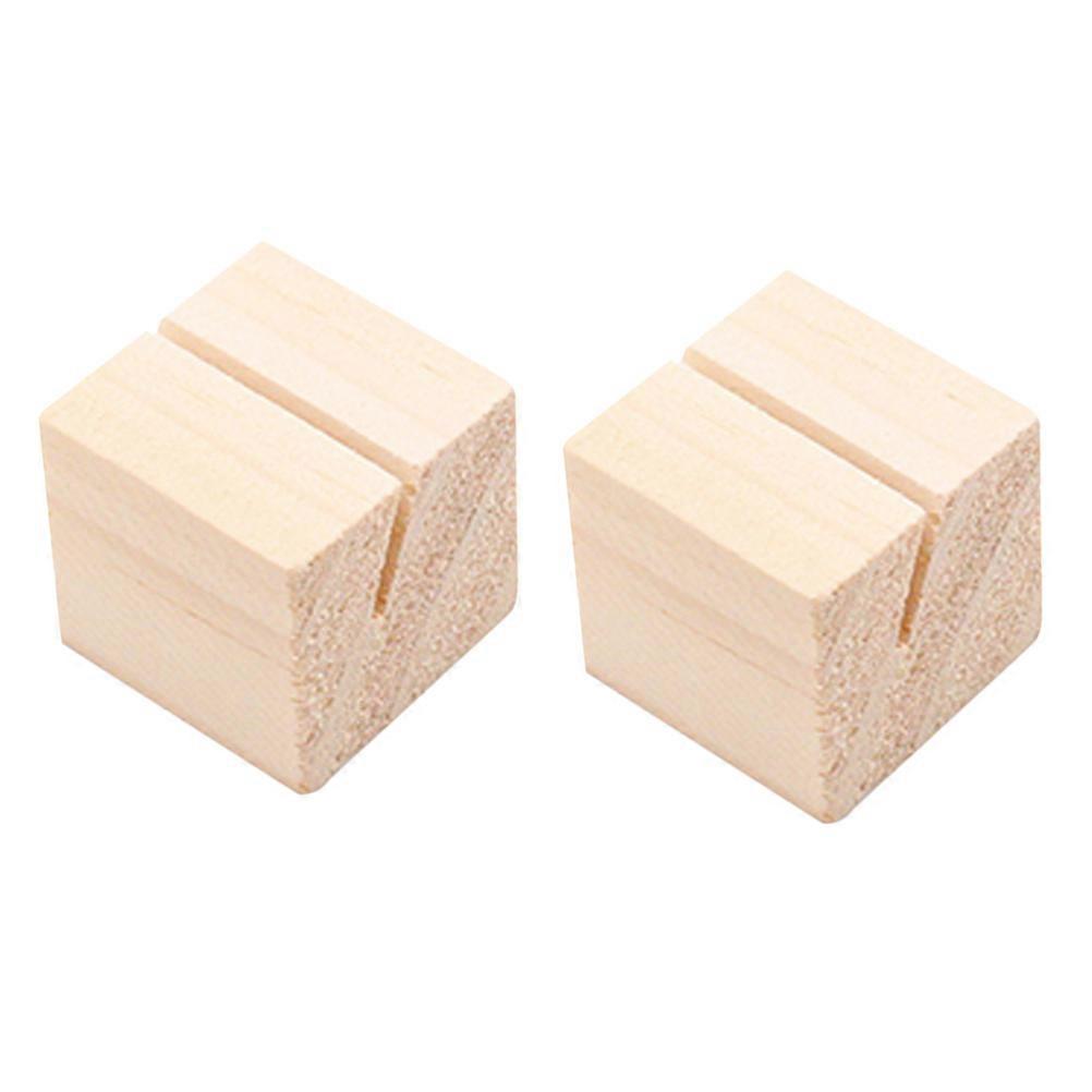 Wooden Photo Stand Set of 10 Handmade Business Card Holder for Office Use Beige Square Shaped