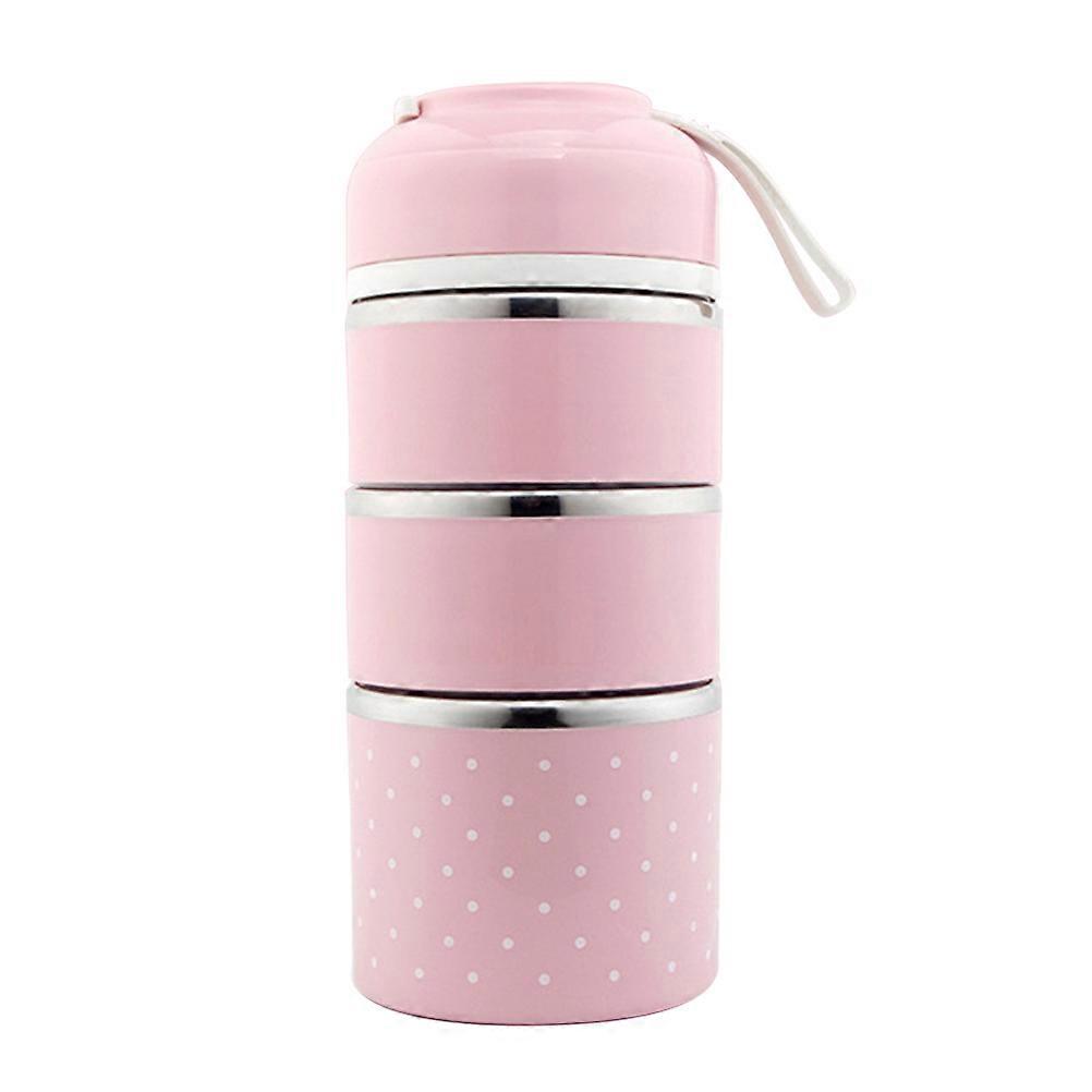 Multi-Layer Lunch Box with Time in Pink for Insulation Use