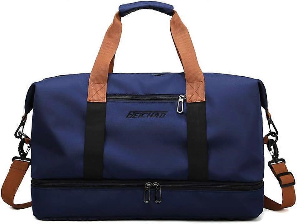Eco Memos Travel Bag Large Capacity With Wet Compartment And Shoe Compartment For Men And Women Tear-Resistant Blue