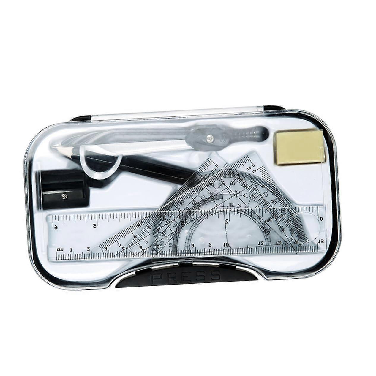 8-Piece Drawing Tool Set for Kids - Compass, Ruler, Protractor, Circle Drawing Kit, Plastic Drawing Instruments