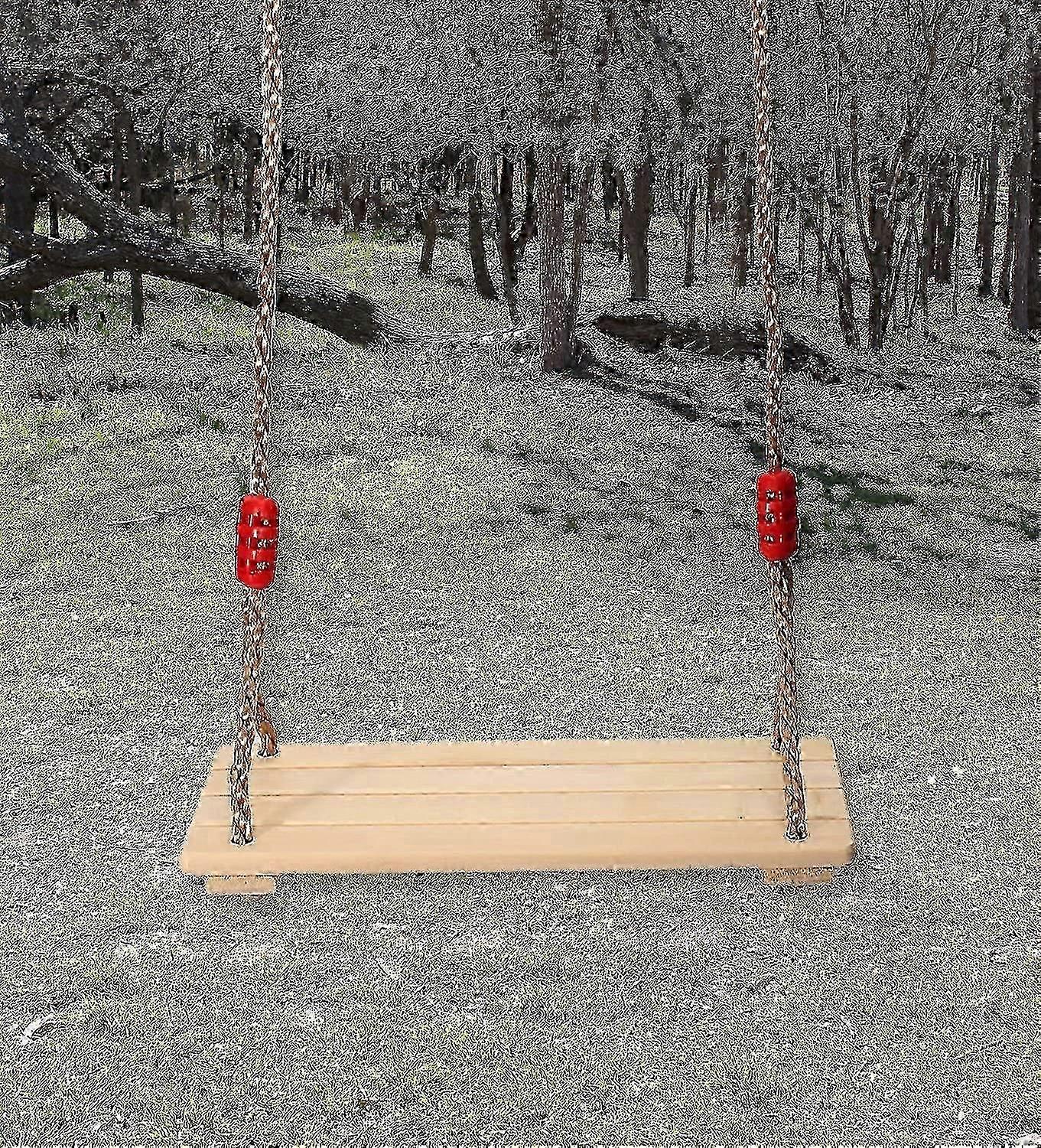 Adjustable Height Rainproof Swing Seat for Kids Made of Wood with Durable Ropes and Maximum Load Capacity