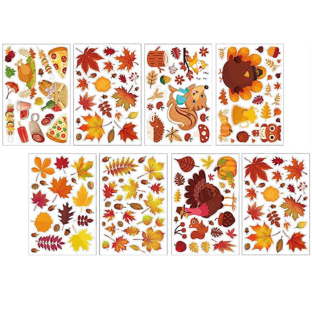 Maple Leaf Sticker 8Pcs For Thanksgiving Decorative Glass Window Decal Adhering By Static On Mirror And Glass