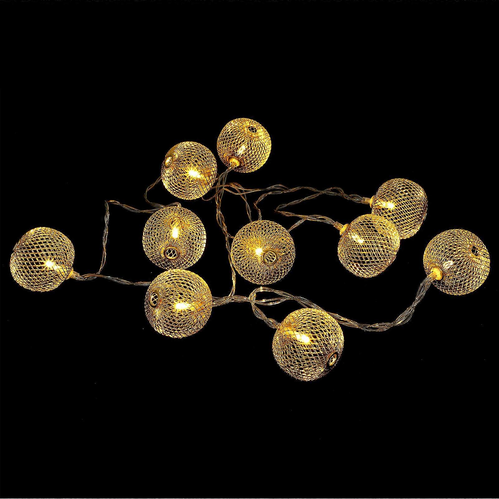 Decor Lights 1Pack Iron Lantern String Lamp Adornment For House Owners For Christmas Featuring Round Ball Design With Warm Lighting