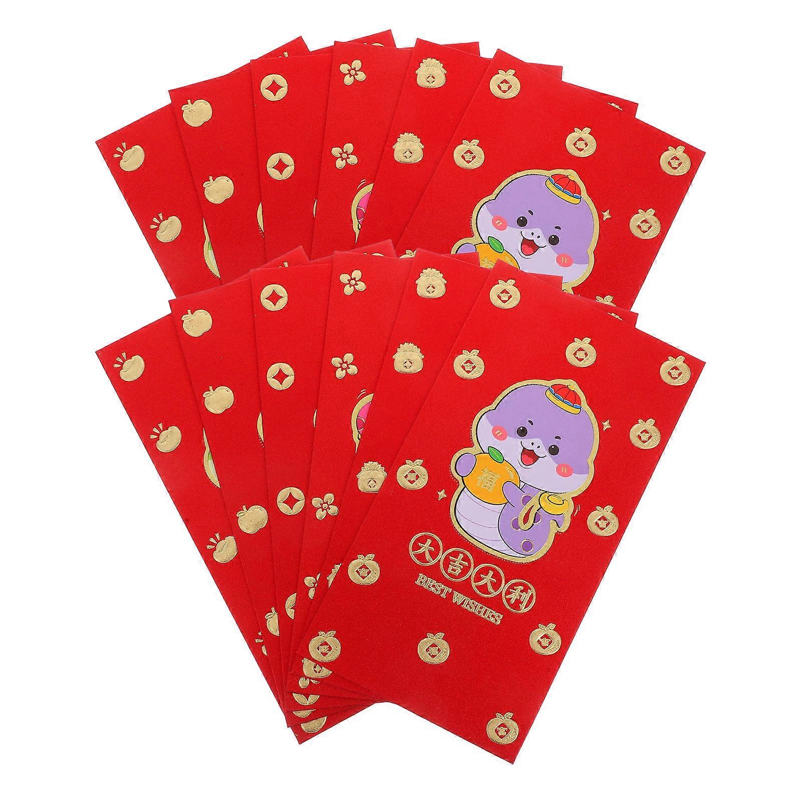 12pcs Chinese Red Envelopes with Glitter Matte Finish – Lunar Year Hong Bao for Weddings, Birthdays & Spring Festival – Versatile Money Packets for