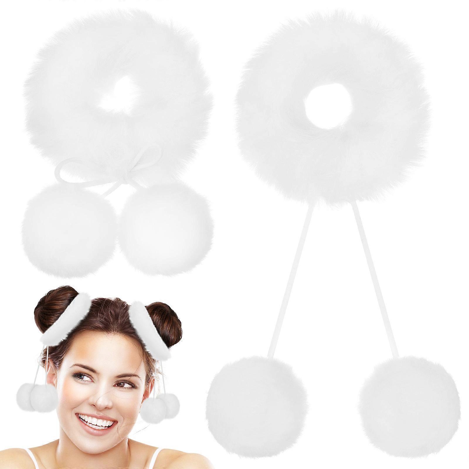 Furry Pompom Hair Ties Soft Plush Scrunchies for Comfortable Hair Buns, Suitable for Wavy and Curly Styles