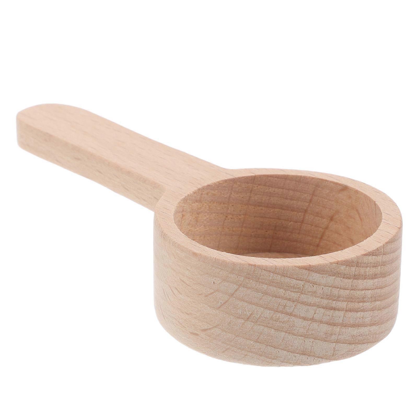 Bath Salt Scoop Wooden Coffee Scoop For Kitchen Use Beige Round 1Pcs