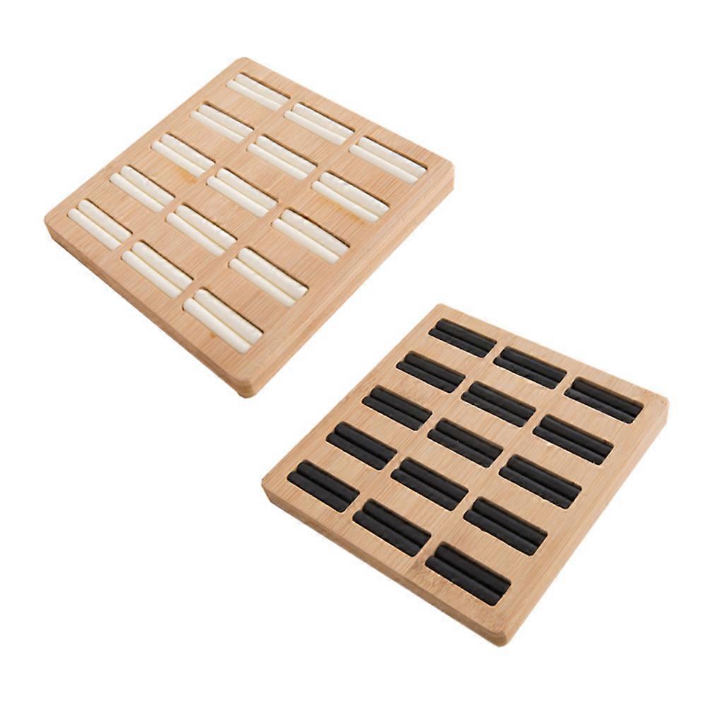 Square Shape Jewelry Tray Simple Finger Ring Display Rack Solid Wood Ring Display Rack for Store Shop Black