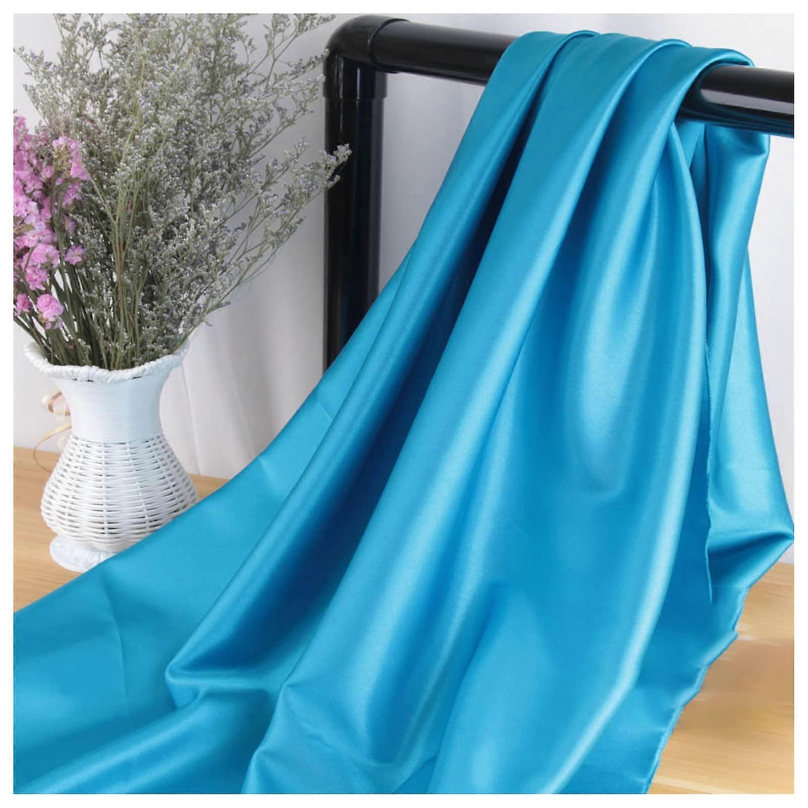 Density Satin Fabric by the Meter, 150 cm Wide, Sold by the Meter for Garment Making, Handcrafted (Color: Lake Blue/Sea Blue)