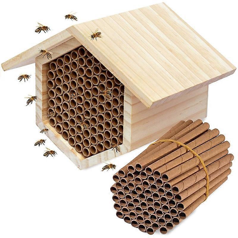 50Pcs Bee House Filling Tubes Bee Paper Insect Tube Inserts Nest House Hive
