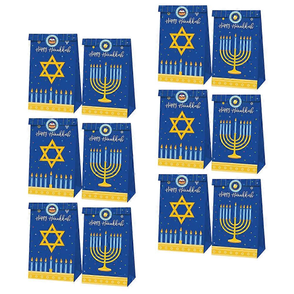 Durable Paper Candy Bags for Storage Use Assorted Color Hanukkah Theme Party Supply 12Pcs