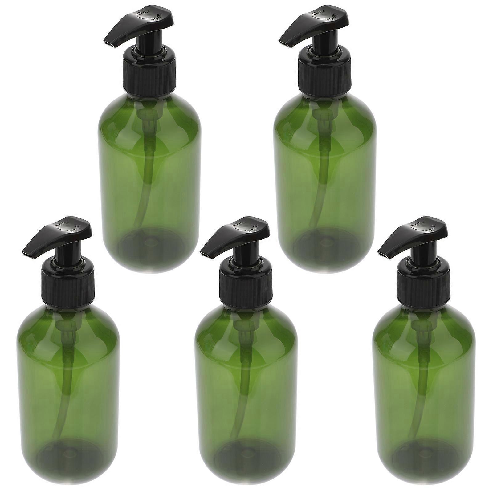 Empty Bottles Plastic Pump Press Bottles for Home Use 5Pcs Dark Green