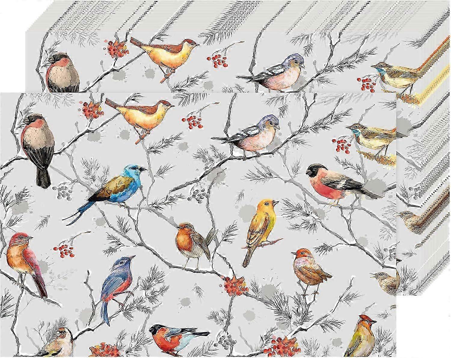 Lot de 100 sets de table jetables rectangulaires en papier en forme d'oiseau, modèle le plus récent (2025)