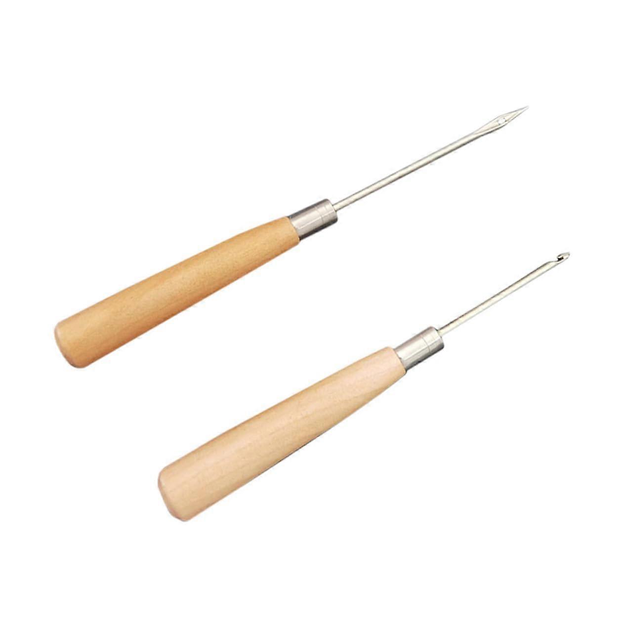 2 Pieces Split Wood Handle Leather Hole Punch Tool for Leather Craft