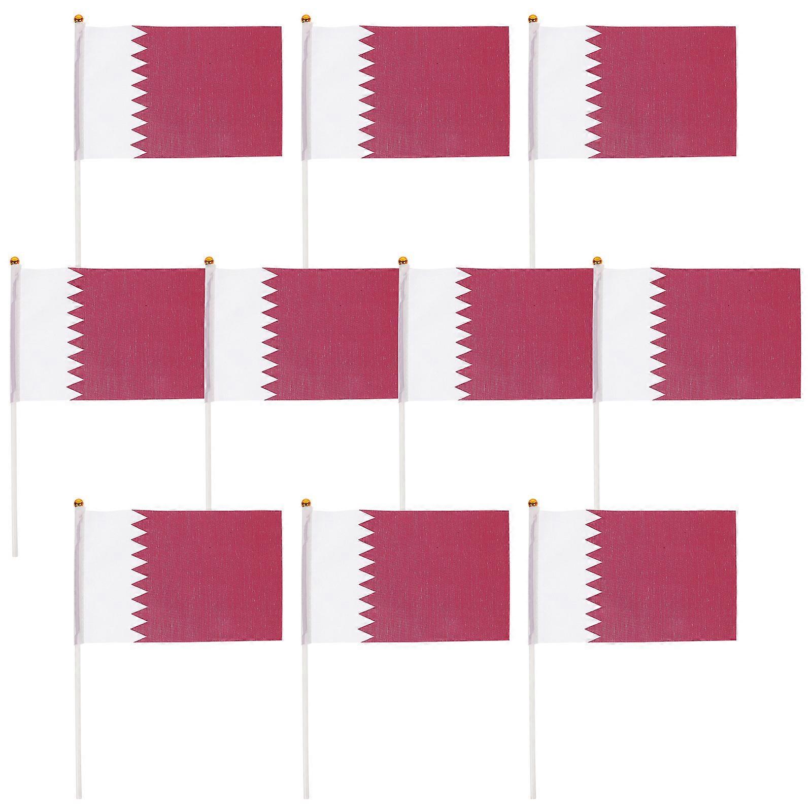Handheld Flags 20Pcs Qatar Cheer Flag for Parade Party Cheering 8.3×11.8×0.4in