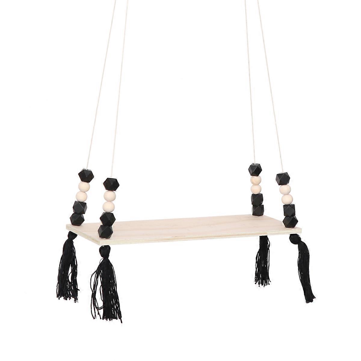 Black Octagonal Beads Wall Storage Rack for Storage Use Wooden Organizer