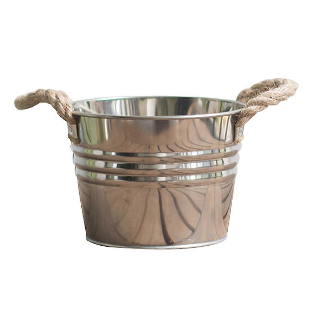 Stainless Steel Flower Bucket for Storage Use Silver Color 1 Piece 7 Inches