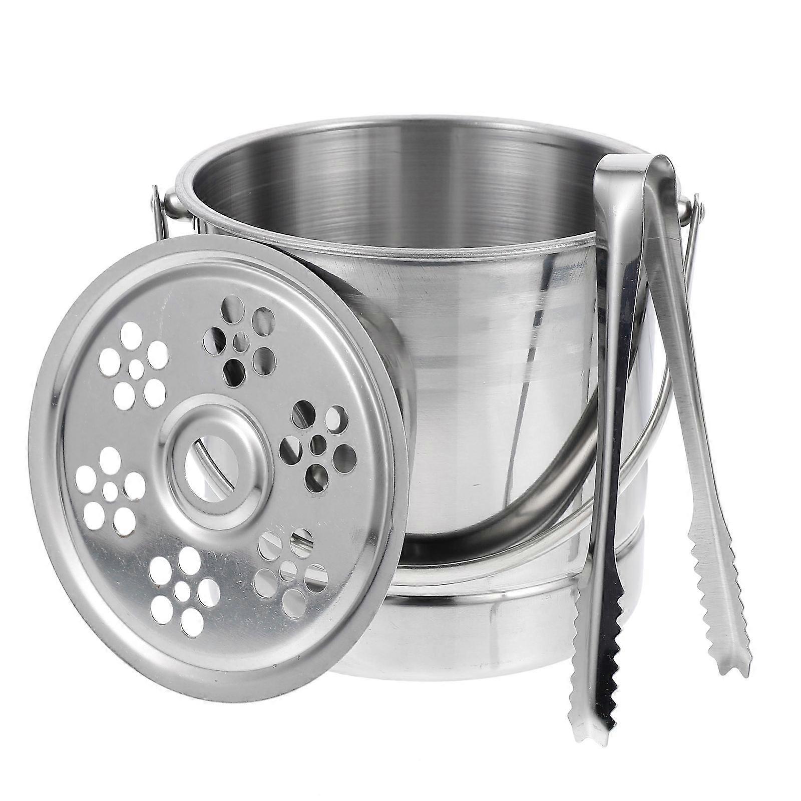 Stainless Steel Ice Bucket For Holding Beverages In Silver Color Perfect For Home Use And Restaurant 1 Set