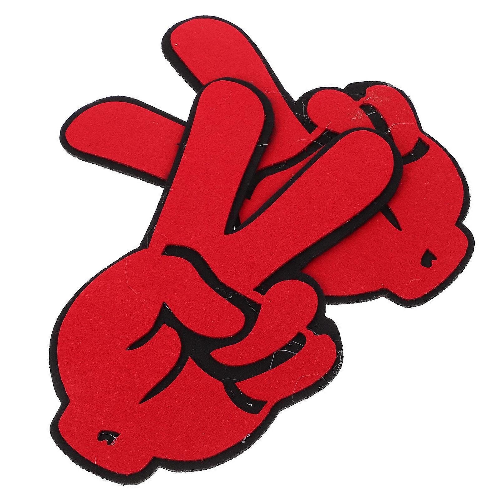 2Pcs Cheerleading Felt Cloth Finger Props for Decoration Red Soft Comfortable Fits Most People