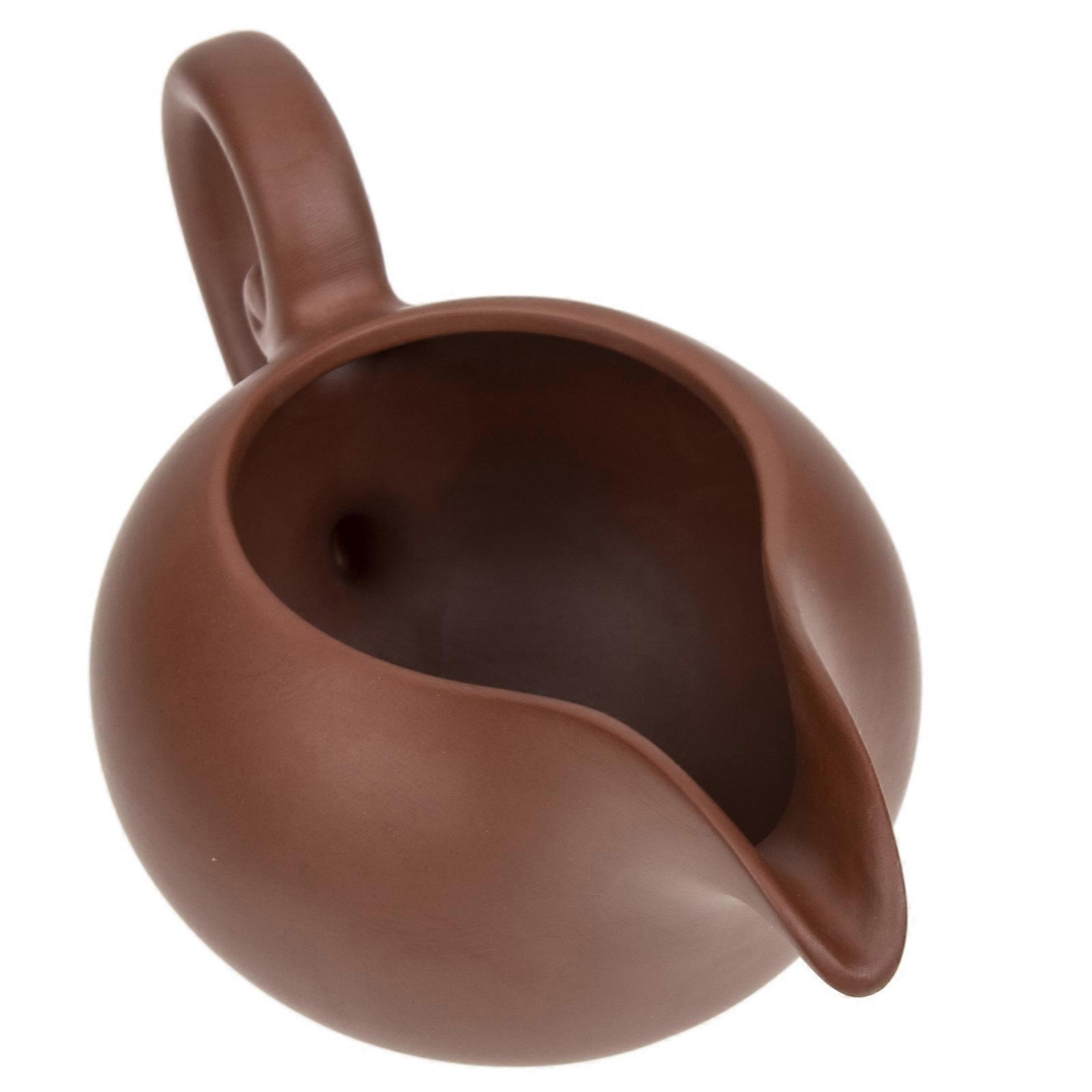 Ceramic Milk Pitcher Dispenser For Home Use Featuring Retro Design And Chocolate Color With Comfort-Grip Handle In 1Pack