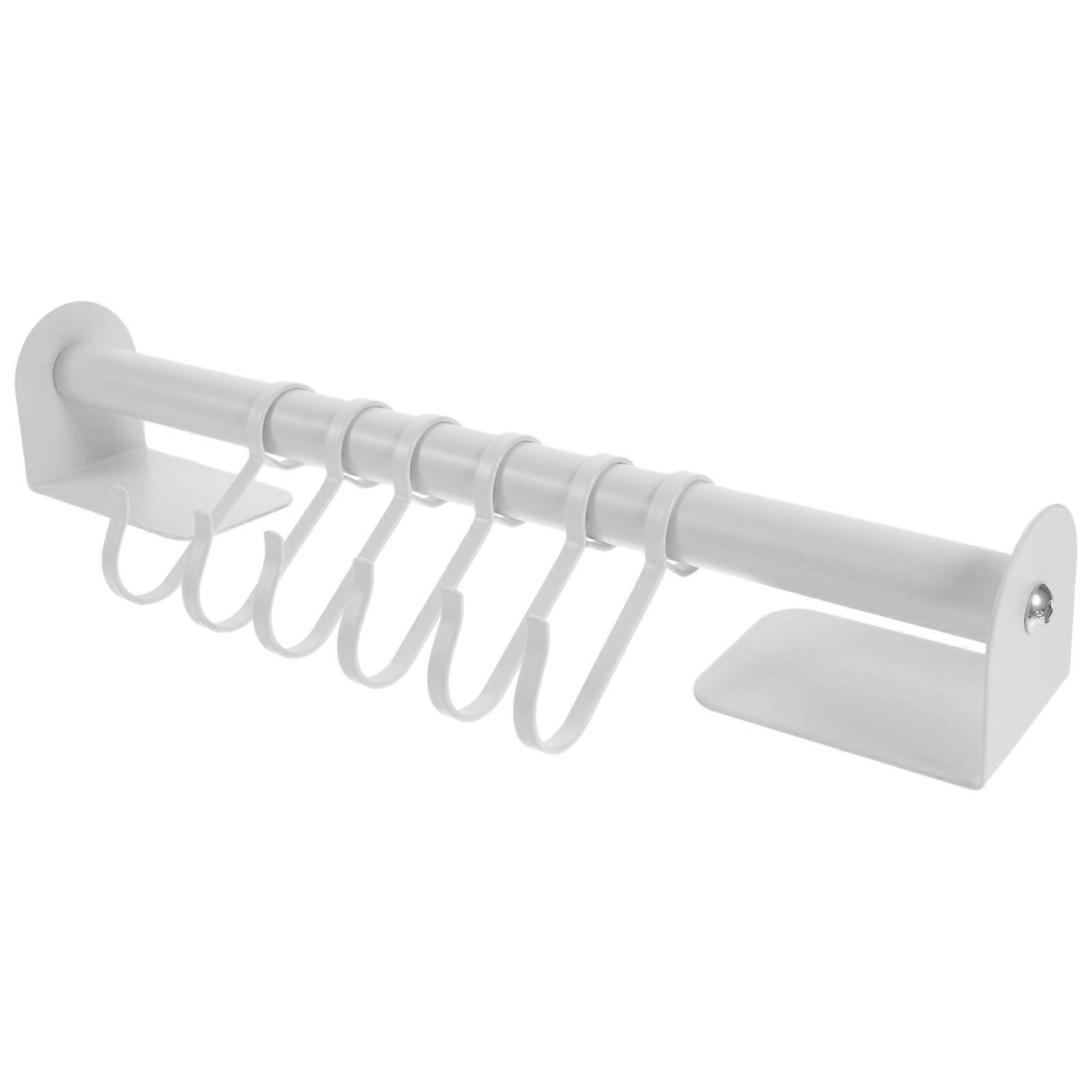 White Wall Storage Hook Made of Carbon Steel for Bathroom and Kitchen Use 6 Hooks