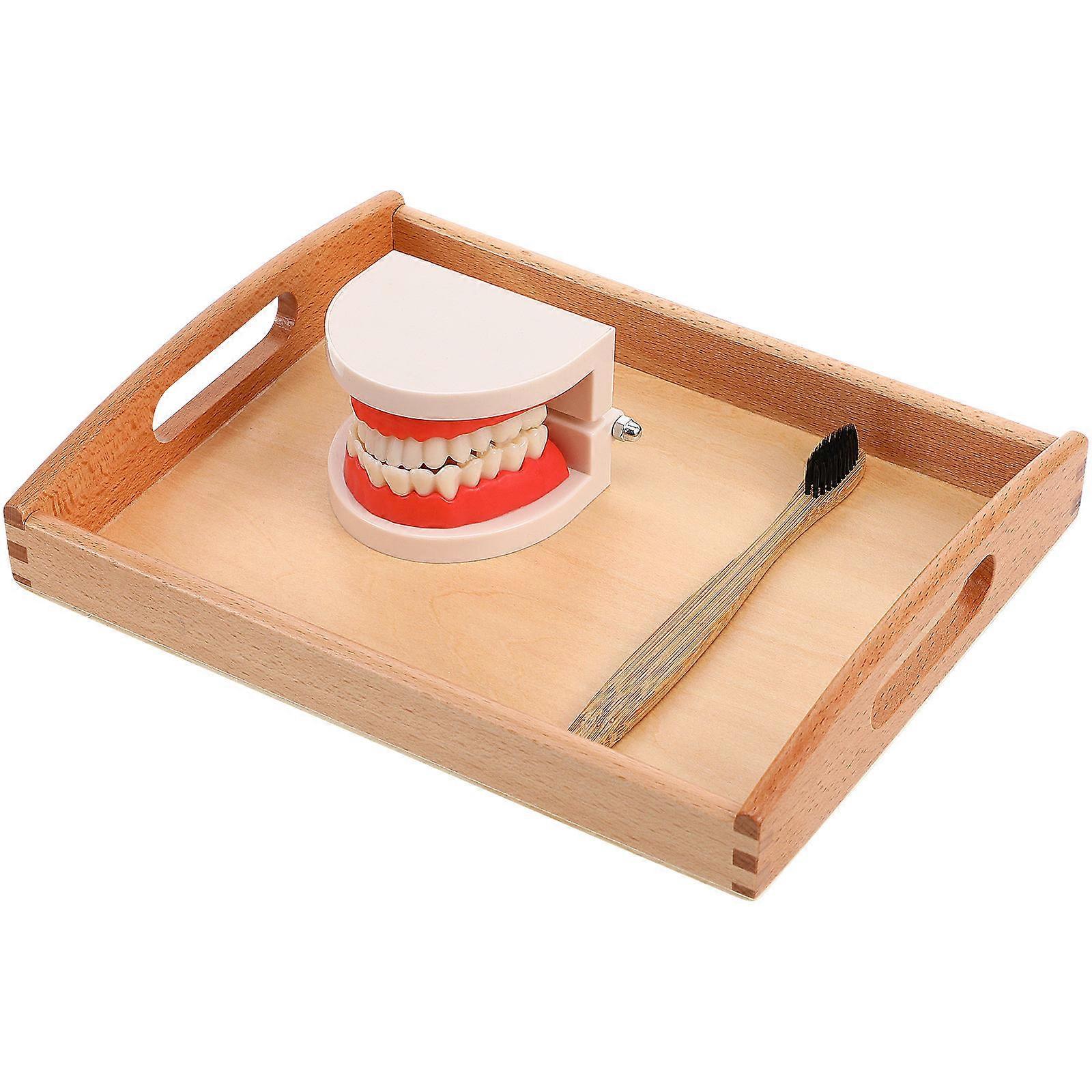 1 Set Children's Brushing and Washing Kit Toy Wooden Early Educational Toy