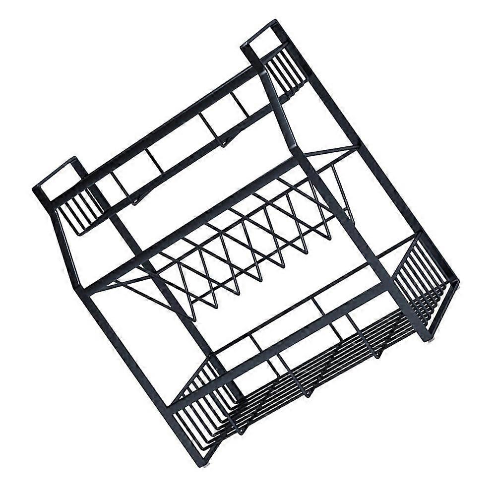 Seasoning Storage Rack Three-Layer Rack For Kitchen Organization Black Iron 1Pack